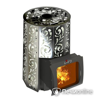 Дровяная печь-каменка GrillD Violet window short Max Жадеит 80 в Зеленограде