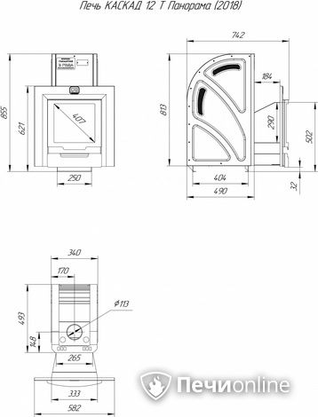 Дровяная банная печь Теплодар Каскад-12 Т Панорама (2018) в Зеленограде