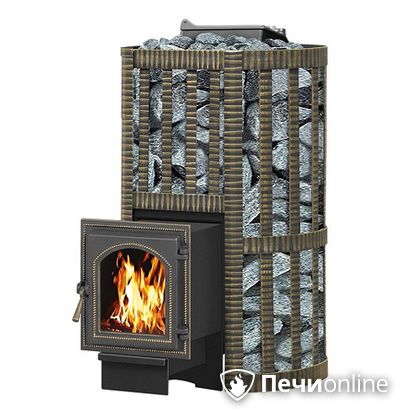 Дровяная банная печь Везувий Ураган Ковка 22 (270) с закрытой каменкой чугун в Зеленограде