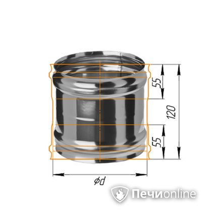 Дымоход Феррум Адаптер ММ для печи нержавеющий 08 d-115 в Зеленограде
