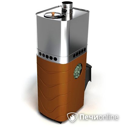 Дровяная банная печь TMF Бирюса 2013 Carbon терракота с закрытой каменкой в Зеленограде