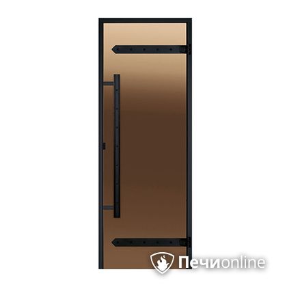 Дверь для бани Harvia Стеклянная дверь для сауны LEGEND 7/19 черная коробка сосна бронза  D71901МL в Зеленограде