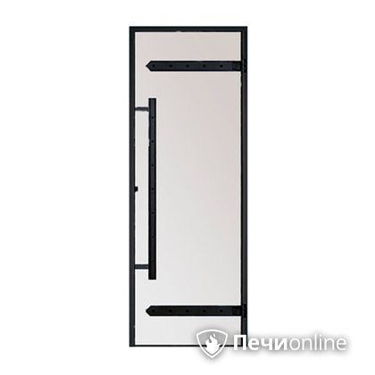 Дверь для бани Harvia Стеклянная дверь для сауны LEGEND 7/19 черная коробка сосна сатин D71905МL в Зеленограде